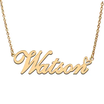 Coração de amor Watson Nome de Colar para Mulheres de Aço Inoxidável Prata e Ouro Pingente Placa de identificação Femme Mãe da Criança Meninas Dom