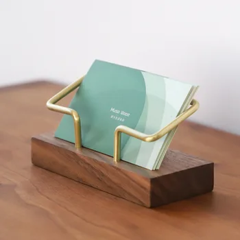 High-end minimalista da moda office frente decoração da mesa de nogueira bronze titular do cartão/ negócio titular do cartão/cartão de caso