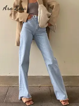 Aro Lora Casual Perna Reta calças de Brim das Mulheres Y2k Harajuku Jeans Folgada com o Namorado de Longa Cintura Alta Caem Calças 2022 Outono Streetwear