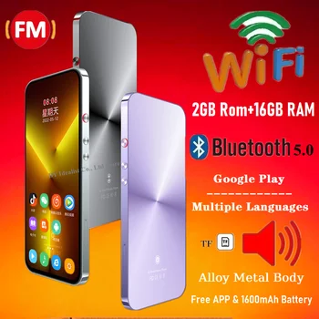 Mp4 Player Bluetooth wi-Fi Android, do Google Play Vários Idiomas da Tela de Toque de Vídeo MP4 Player de Música 64gb Cartão do TF do Altofalante de Rádio
