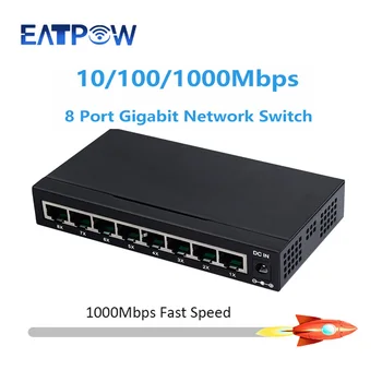 EATPOW 5 8 portas 1000Mbps Gigabit Switch de Rede Ethernet Smart Alternador de Alto Desempenho RJ45 do Hub Internet Divisor