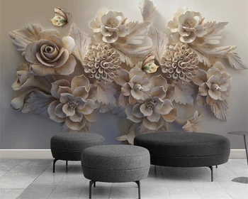 Beibehang papel de parede Personalizado 3d socorro flor borboleta TV 3D de fundo de parede de sala de estar, quarto de fundo murais papel de parede 3d