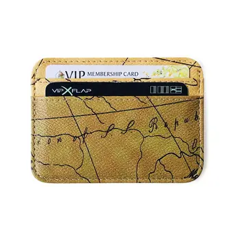 KANDRA Novos Mapas Impressão de Couro de IDENTIFICAÇÃO do Cartão de Crédito os Titulares de Mulheres Simples Fina Vintage cartões de visita Moeda de Bolsas para Homens