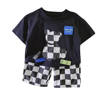 Nova Verão do Bebê Roupas de Meninas de Moda de Crianças Meninos Desporto T-Shirt de Algodão Shorts 2Pcs/Define Criança Casual Traje de Crianças Trainings