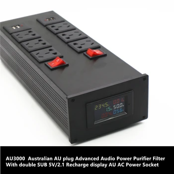 AU3000 Australiano AU plug de Áudio Avançado Poder Purificador e Filtro Com dupla USB 5V/2.1 Recarga de exibição AU Soquete da Alimentação CA