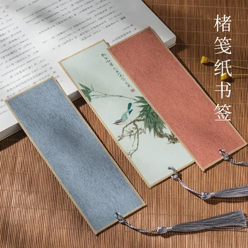 Papel de bambu marcador criatividade em branco de estilo Chinês, com a borla do cartão de caligrafia trabalho de papel diy de papel personalizado favorito