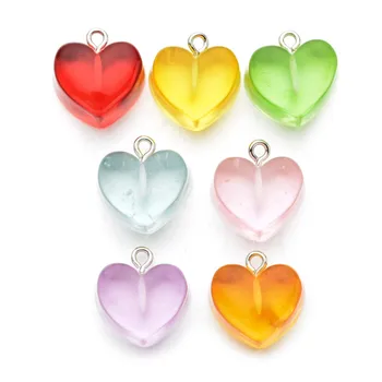 10pcs Corações de Plástico pingente De colar, Brincos Encantos Lovery Transparente do Amor do Coração, Jóias de Fazer Chaveiro Acessórios de Presente