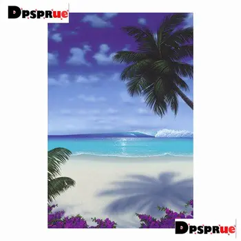 Dpsprue Completo Quadrado/Redondo 5D Diy Diamante Pintura Kit de Ponto de Cruz, Praia, Mar, Paisagem 3D de Bordado Mosaico de Decoração de Casa de Dom