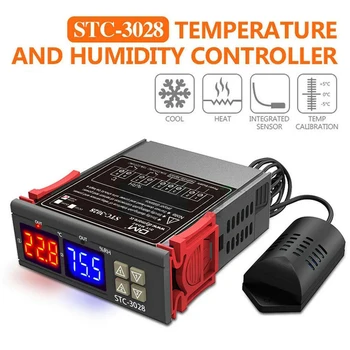 Termostato Digital Hygrostat de Temperatura e Umidade Controlador STC-3028 Regulador de Aquecimento, de Arrefecimento Controlo AC 110V 220V DC 12V 24V