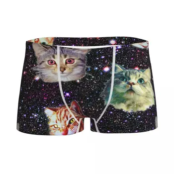 Crianças Menino de Cueca Cabeças de Gato No Espaço Exterior Engraçado Galaxy Juventude Shorts, Cuecas Boxer Shorts Adolescentes Cuecas de Algodão